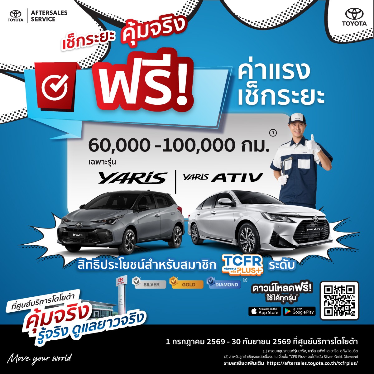 เช็กระยะคุ้มจริง ฟรีค่าแรงเช็กระยะ 60,000 – 100,000 กม. ยาริส, ยาริส เอทีฟ