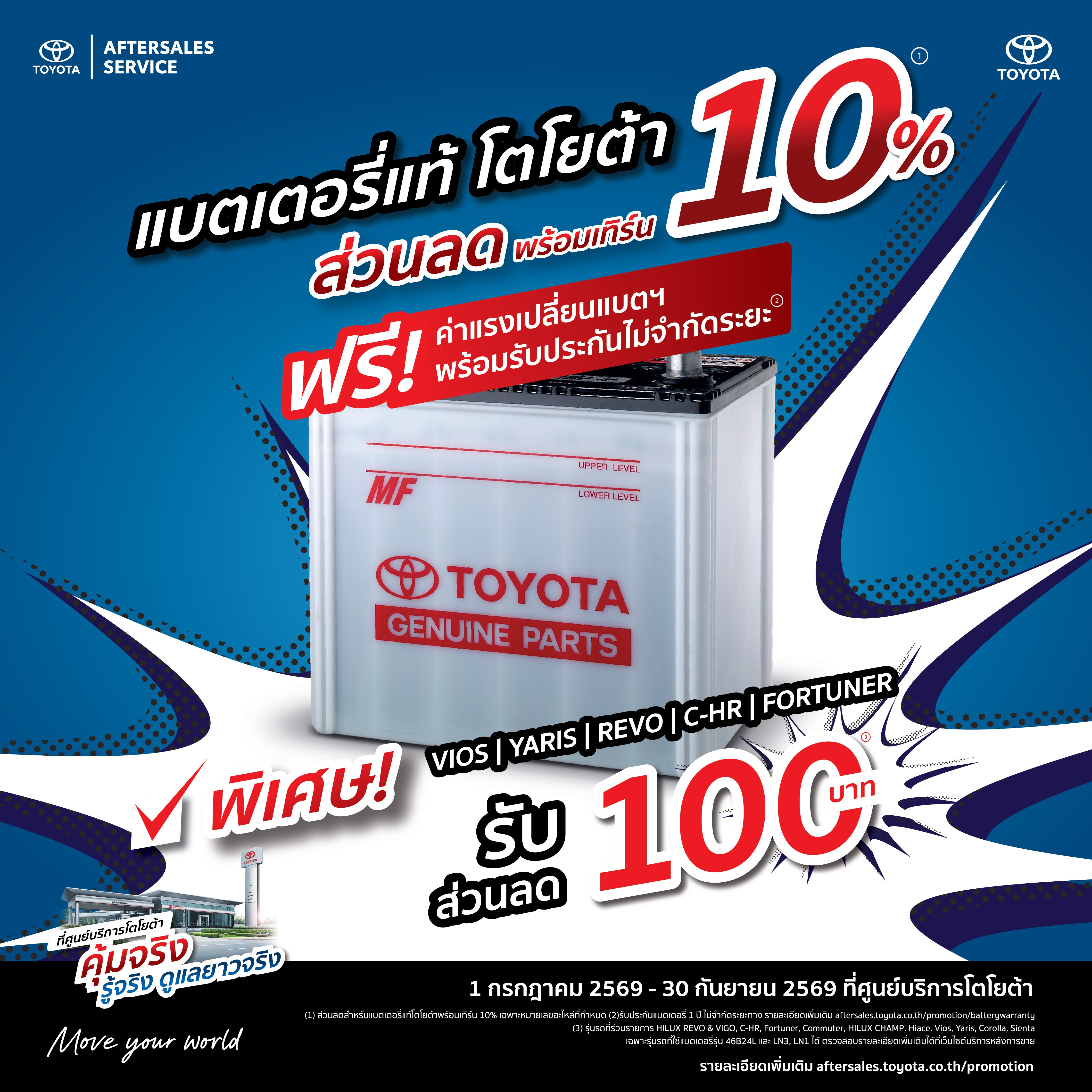 คุ้มจริง รู้จริง ดูแลยาวจริง - แบตเตอรี่แท้พร้อมเทิร์น ลด 10%