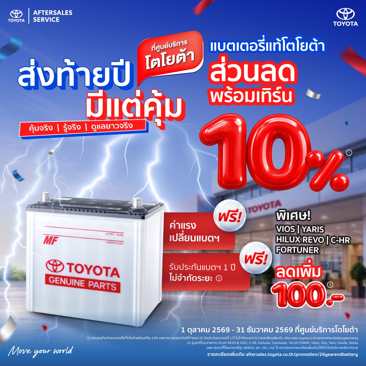 ส่งท้ายปี มีแต่คุ้ม - แบตเตอรี่แท้พร้อมเทิร์น ลด 10%