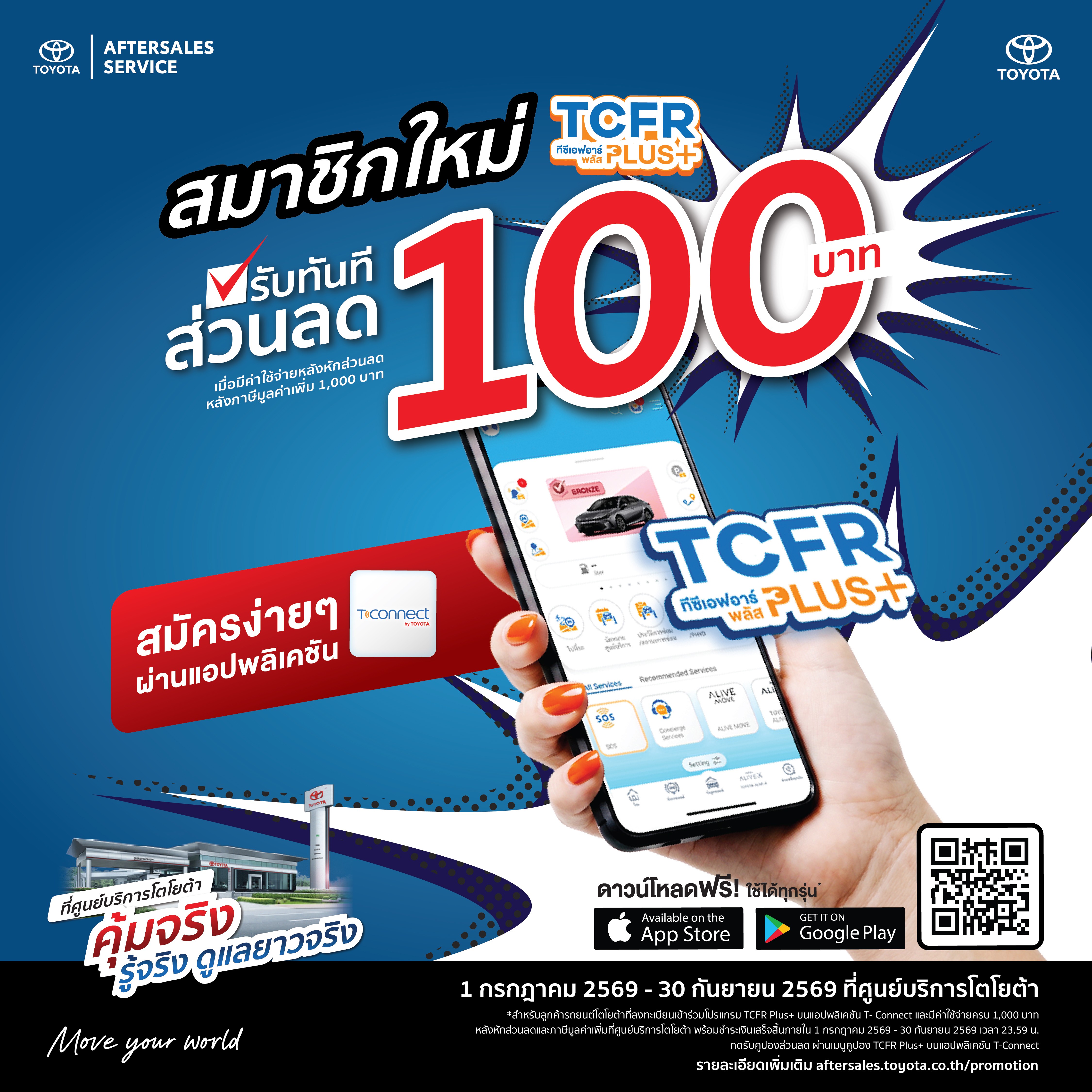 คุ้มจริง รู้จริง ดูแลยาวจริง - สมาชิกใหม่ TCFR Plus+ รับส่วนลด 100 บาท